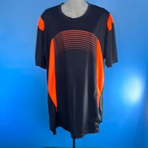 Performance Sports Short Sleeve Shirt Black Orange Size XL Athletic Tee